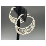 Sterling Silver Filigree Hoop Earrings