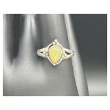 Sterling Silver Ring with Pear Cut Opal