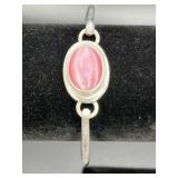 Sterling Pink Cats Eye Cuff Bracelet