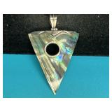 Sterling Silver Paua Shell Triangular Pendant