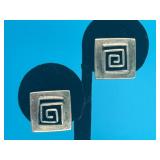 Pair of Sterling Square Spiral Geometric Earrings