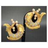 Elizabeth Taylor Avon Koi Fish Clip-On Earrings
