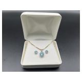 Sterling with Blue Topaz Studs, Necklace & Pendant