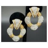 Large Swarovski Swan Door Knocker Clip on Earrings