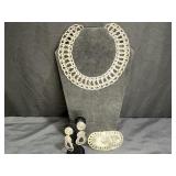 Greek Handmade Wire Barrette, Necklace & Earrings
