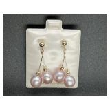 14k Gold Lilac Fresh Water Pearl Earrings