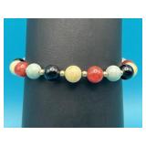 14k Gold Multi Colored Jade Beaded Bracelet
