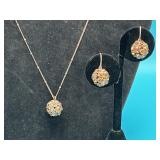 Fossil Bronze Tone Necklace Pendant & Earrings