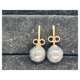 Nephrite Dark Jade 14k Stud Earrings