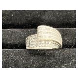 Sterling Silver Multi-Row Pavï¿½  Bypass Ring