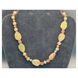 Natural Polished Unakite Jasper Beaded Necklace