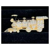 Swarovski Pave Crystal Locamotive Train Brooch