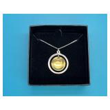 Sterling Necklace & Modernist  Brass Pendant