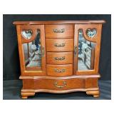 Vtg Wooden Tabletop Jewelry Armoire
