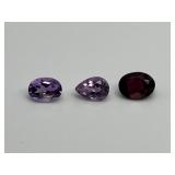 3 Amethyst Pear cut & Oval Loose Gem Stones