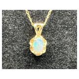 14k Gold 18" Necklace & Opal Pendant