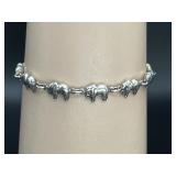 7" Sterling Silver 925 Elephant Charm Bracelet