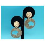 Silver Tone Native American Dangle Earrings