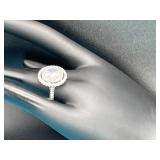 Sterling Oval Cut Halo Ring