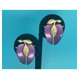 Vintage Lisner Purple Thermset Fruit Earrings