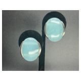 Moonstone & Sterling Oval Pierced Earrings