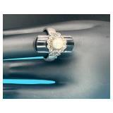 Victorian Revival Sterling Onyx & Pearl Ring
