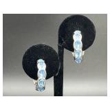 Vintage Blue Swarovski Crystal Huggie Earrings