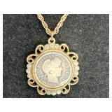 1914 US Barber Dime Pendant