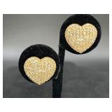 Swarovski Pave Crystal Pierced Heart Earrings