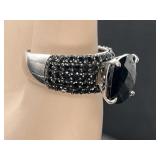 Black Pinel Sterling Silver Ring