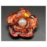Swarovski Crystal Orange Flower Brooch