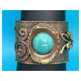 Handcrafted Copper Cuff with Turquoise Stone