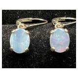 Sterling Blue Fire Opal Leverback Earrings
