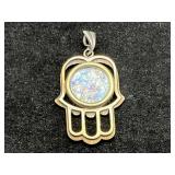 Hamsa Roman Glass Pendant