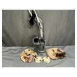 3 Genuine Fur Hair Scrunchies, Hat Pins & Pom Poms