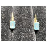 14k Gold Leverlback & Blue Topaz Earrings