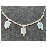 Vtg Isaeli Sterling Roman Glass Necklace