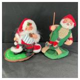 2 Annalee Santa Claus Felt Dolls
