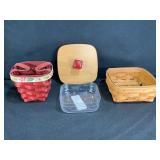 Longaberger Basket Square & Red Christmas Baskets