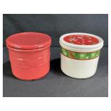 Two Longaberger 1-Pint Crocks