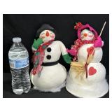 Two 10" Annalee 1999 Snowman & 1998 Snow Woman