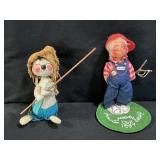 Annalee fishing mouse & Farmer Boy with Slingshot