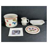 Longaberger 1 Pint Crock with Lid, Milk Pitcher +