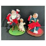 Two Annalee Mr & Mrs Santa Claus in Rocking Chairs