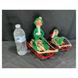 Two Annalee Elves / Pixies on Sleds