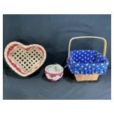 2 Hand wovern Baskets & Longaberger Holiday Little