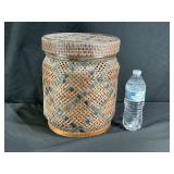 Lg. Hand-woven Southeast Asian cylindrical rattan