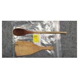 Antique Butter Paddle & Wooden Spoon