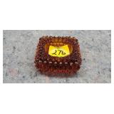 Amber Hobnail Votive