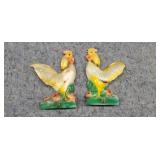 Lot of 2 Chalkware Roosters